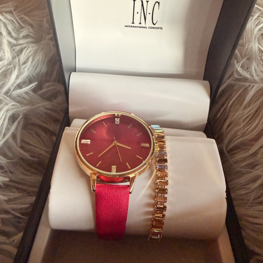INC International Concepts Women's Watch in Red and Gold